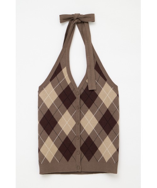 LAGUA GEM（ラグアジェム） ニット セーター ARGYLE HALTER NECK
