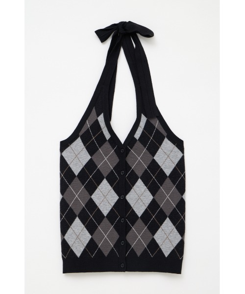 LAGUA GEM（ラグアジェム） ニット セーター ARGYLE HALTER NECK