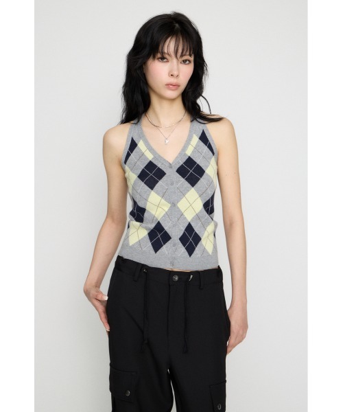 LAGUA GEM（ラグアジェム） ニット セーター ARGYLE HALTER NECK