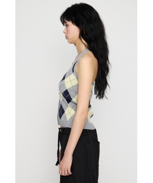 LAGUA GEM（ラグアジェム） ニット セーター ARGYLE HALTER NECK