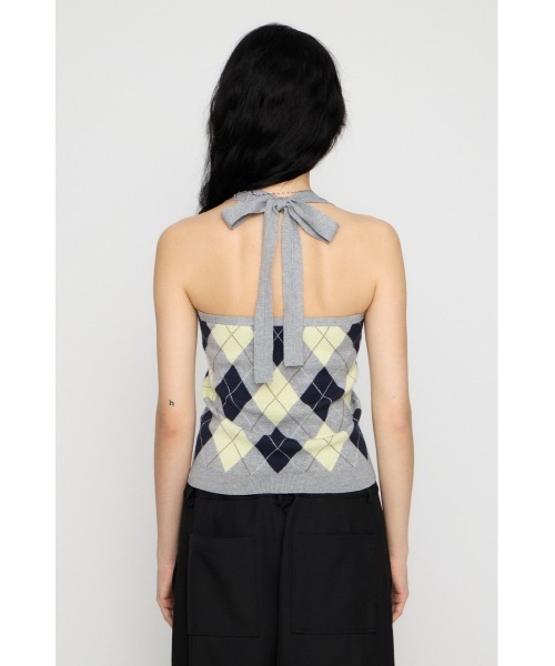 LAGUA GEM（ラグアジェム） ニット セーター ARGYLE HALTER NECK
