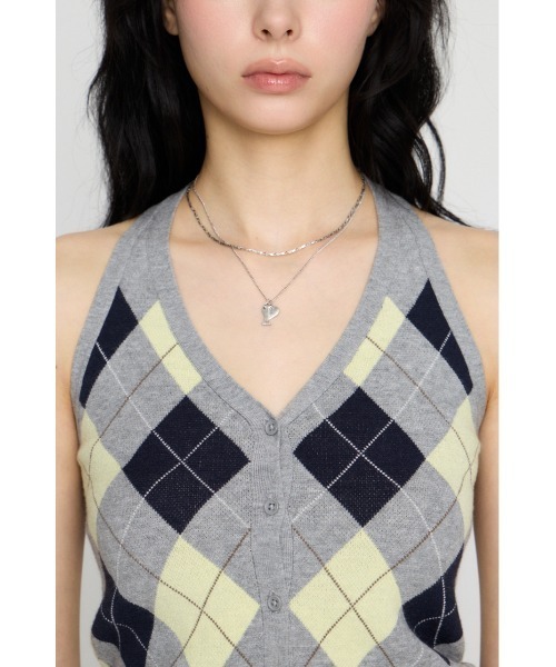 LAGUA GEM（ラグアジェム） ニット セーター ARGYLE HALTER NECK