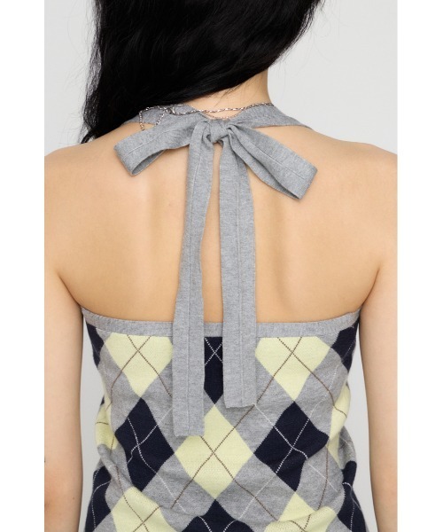 LAGUA GEM（ラグアジェム） ニット セーター ARGYLE HALTER NECK