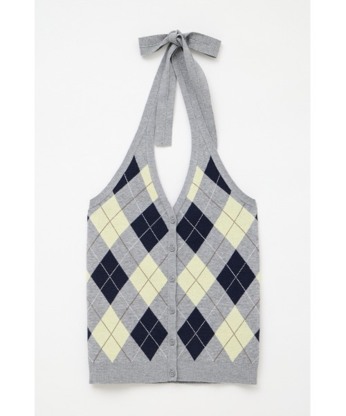 LAGUA GEM（ラグアジェム） ニット セーター ARGYLE HALTER NECK