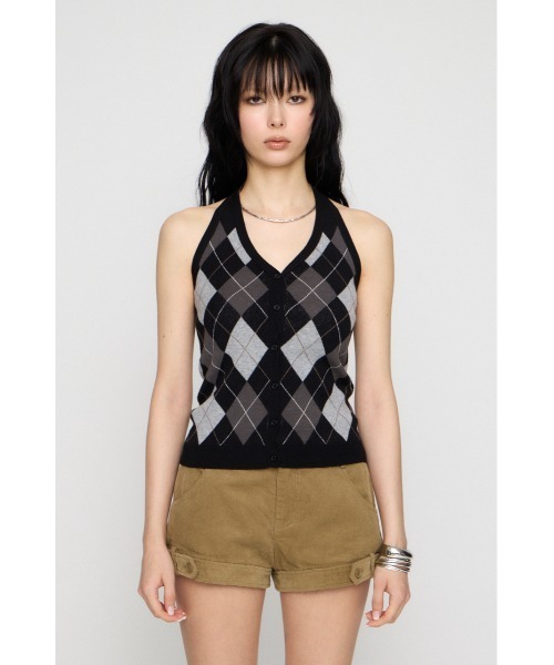 LAGUA GEM（ラグアジェム） ニット セーター ARGYLE HALTER NECK