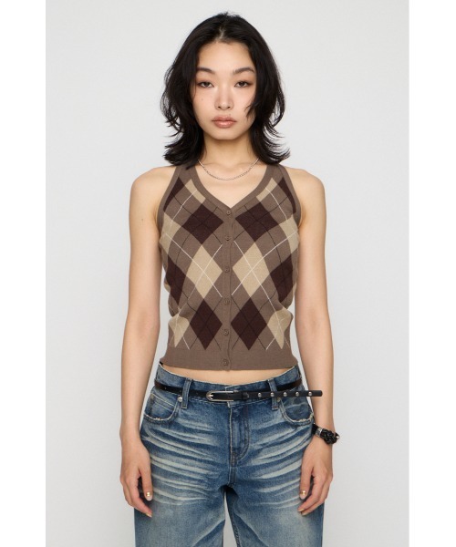 LAGUA GEM（ラグアジェム） ニット セーター ARGYLE HALTER NECK