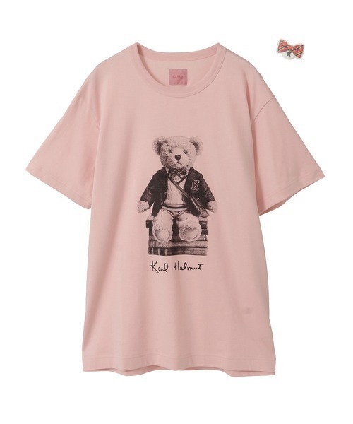 ヘルムートラング　ピンク Tシャツ イタリア製 Karl Helmut tシャツ トラディショナルキャラクターズプリントTシャツ