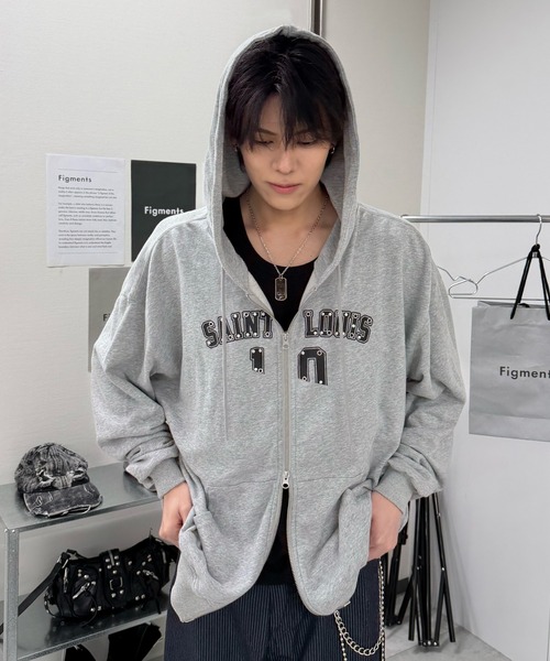 パーカー スタッズナンバリングロゴジップパーカー レディース メンズ