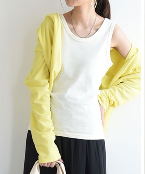 if ノースリーブロングタンク クリーム色 サイズ0 NAVY（ファッション） タンクトップ ノースリーブ 「 綿100