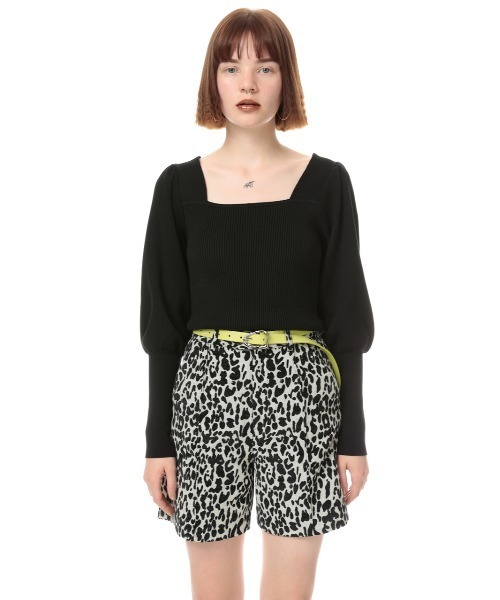 SLY（スライ） ニット SQUARE N/C PUFF SLEEVE TOPS/スクエアネック