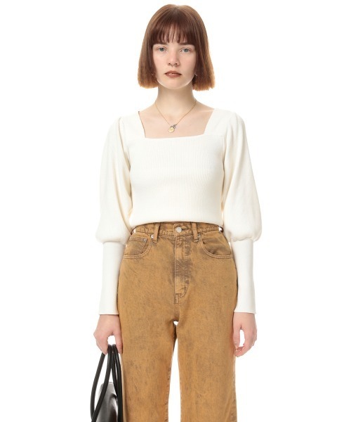 SLY(スライ) ニット SQUARE N/C PUFF SLEEVE TOPS/スクエアネック SLY(スライ) ニット SQUARE N/C PUFF SLEEVE TOPS/スクエアネック