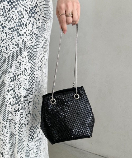 ショルダーバッグ・ポシェット 1DR GLITTER FABRIC SHOULDER Women's 1DR-Iconic shoulder bag in glitter fabric | Black