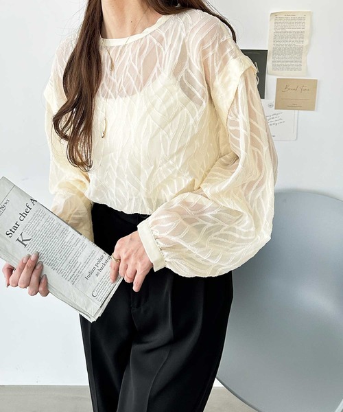 yori フラットカラーシアーブラウス　ホワイト シアーラガーブラウス【markdown】 | mark down| yori