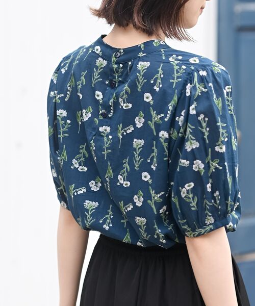 r・p・s ブラウス シャツ 花柄プチハイネック7分袖ブラウス