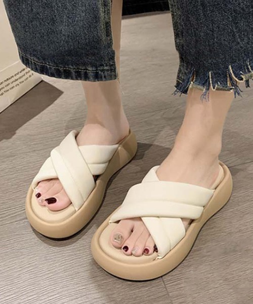 STYLEBLOCK サンダル クロスベルト厚底サンダル レディース