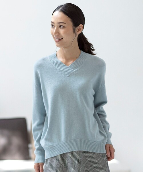 ニット セーター 「洗える」CASHMERE BLEND Vネック ニット レディース