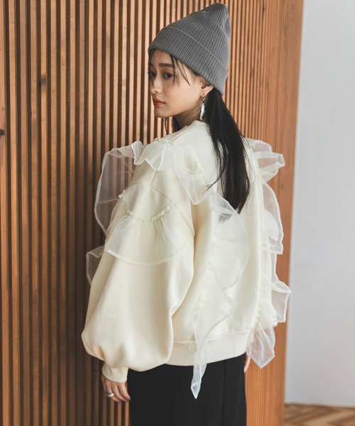 トレーナー スウェット ミルフィーユフリルスウェット レディース