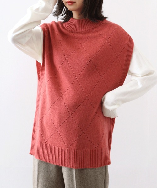 ベスト ジレ 「EGLANTINE」カシミヤブレンドアイレットベスト レディース EGLANTINE ベスト ジレ 「EGLANTINE」カシミヤブレンド