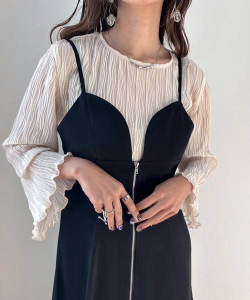 【sheller】シェリエ♡フロントジップワンピース　チェック シェリエ sheller フロントZIPチェックツイードドレス ワンピース