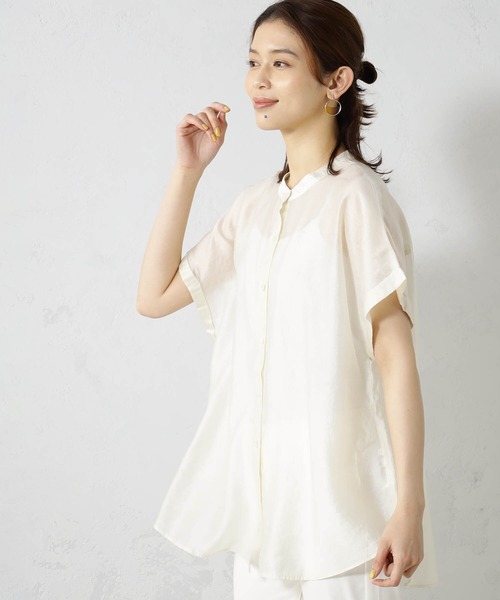 極美品 ドゥロワー シルク コットン シアーストライプブラウス フレンチスリーブ 353715_L.jpg