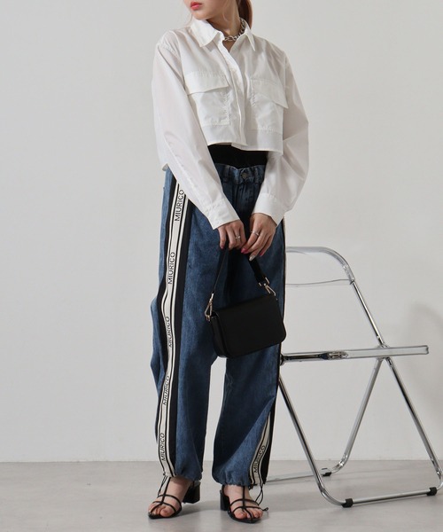 新品　今季　je crois soi サイド切替デニムパンツ ¥11,990 黒 FUNALIVE ジーンズ デニム デニムパンツ je crois soi サイド