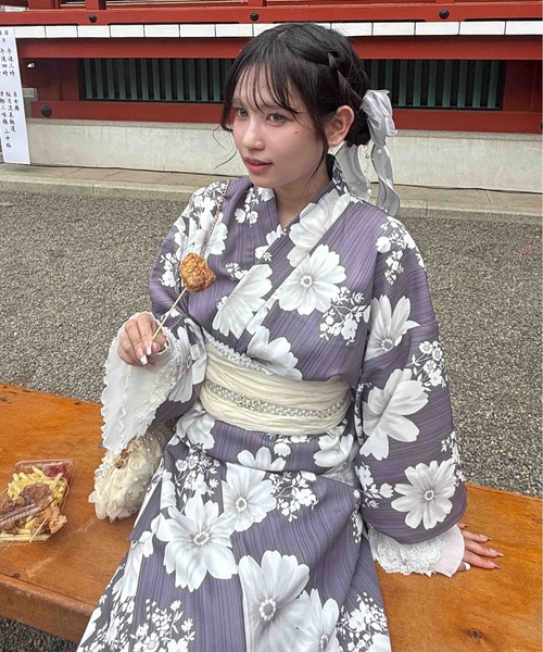 AS KNOW AS（アズノゥアズ） 浴衣 アソート花柄浴衣 兵児帯 2点セット