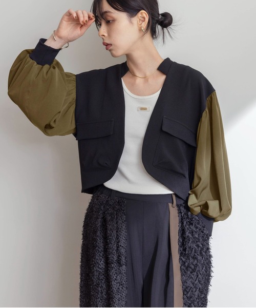 Eimee Law カーディガン アウトポケット ボレロジャケット レディース 