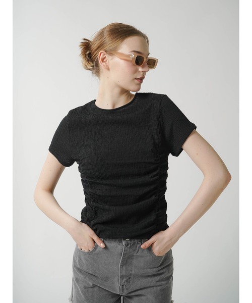 tシャツ SHIRRING DESIGN TOPS レディース