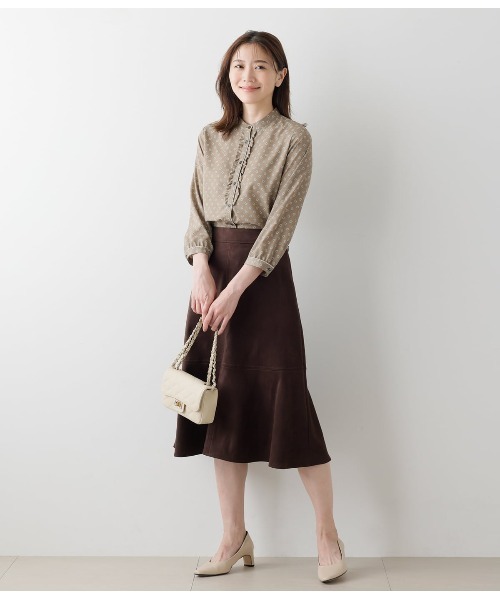 NEWYORKER ブラウス シャツ ドットペイズリープリントバンド