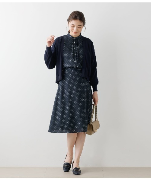 NEWYORKER ブラウス シャツ ドットペイズリープリントバンド