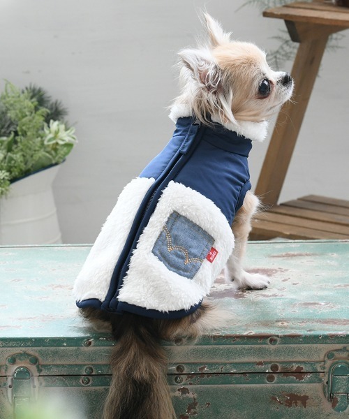 EDWIN（エドウィン） 犬 服 EDWIN/デニムポケット付切り替えフリース