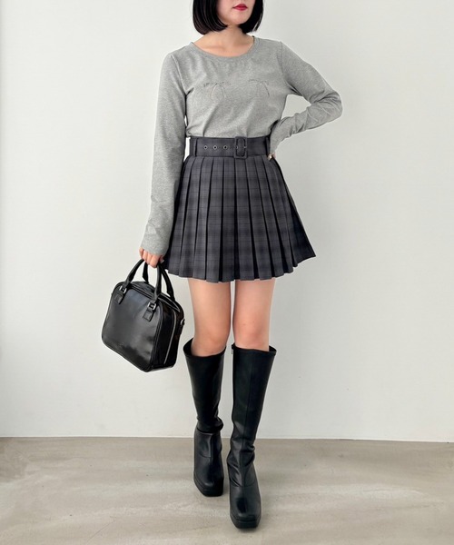 Heather（ヘザー） スカート ベルト付きプリーツミニスカート 145370