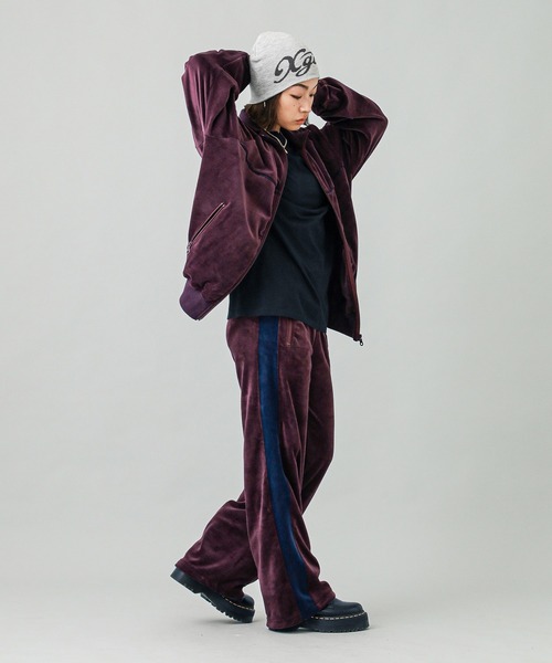 X-girl ブルゾン アウター VELOUR TRACK JACKET レディース