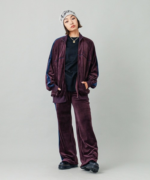 早い者勝ち X-girl VELOUR COMPACT TRACK JACKET セットアップ可 X-girl ブルゾン アウター VELOUR TRACK JACKET レディース