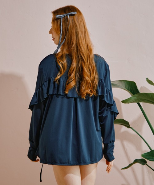 San-ai Resort 三愛水着楽園 ラッシュガード 「UPF50＋」 フリル羽織り