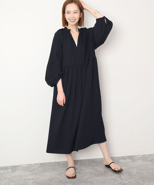SLOBE IENA」 長袖ワンピース FREE ネイビー レディース
