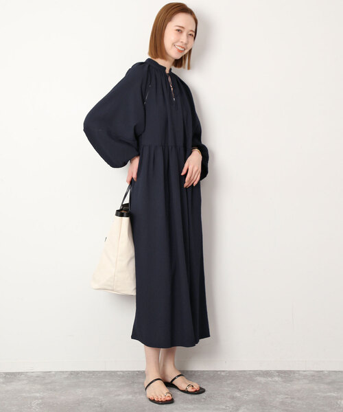 SLOBE IENA」 長袖ワンピース FREE ネイビー レディース