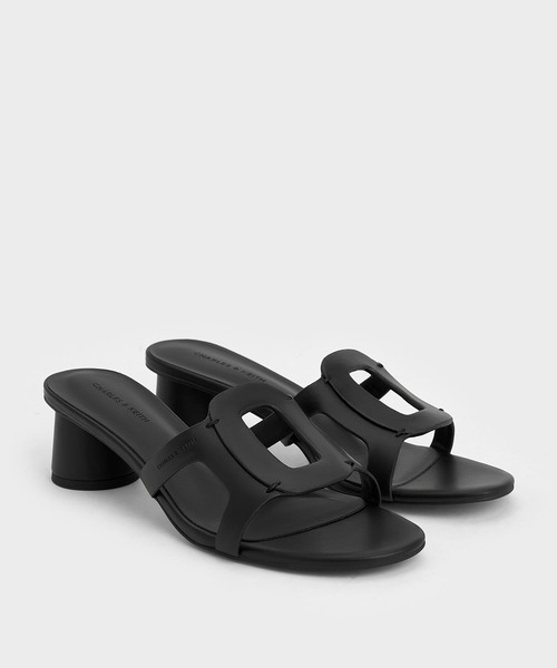 CHARLES&KEITH◆Easley カットアウト スライドサンダル ◆送料込 カットアウト スライドサンダル - ブラック | CHARLES & KEITH