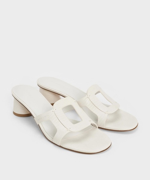 CHARLES&KEITH◆Easley カットアウト スライドサンダル ◆送料込 Easley イーズリー リネンカットアウトスライドサンダル - Taupe