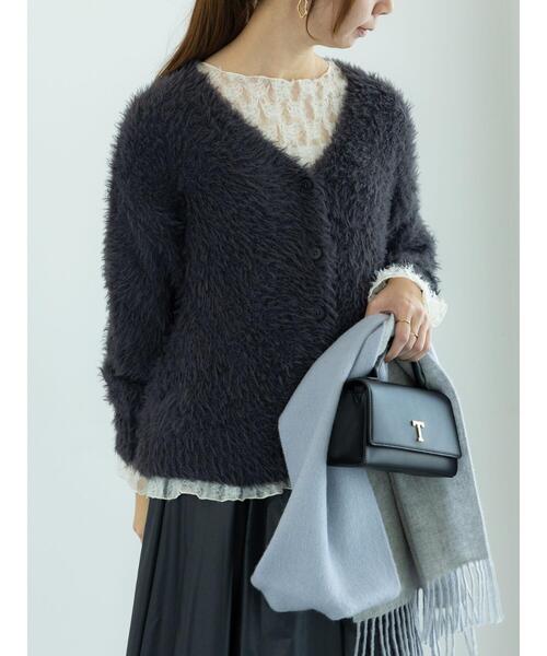 ✨新品美品✨Cachette カシェットAラインカーディガン☆ミドルロング丈☆ Te chichi（テチチ） カーディガン シャギーミドルカーディガン