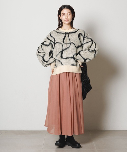 ニット セーター 線画シャギープルオーバー/151518 レディース Elura ニット セーター 線画シャギープルオーバー/151518