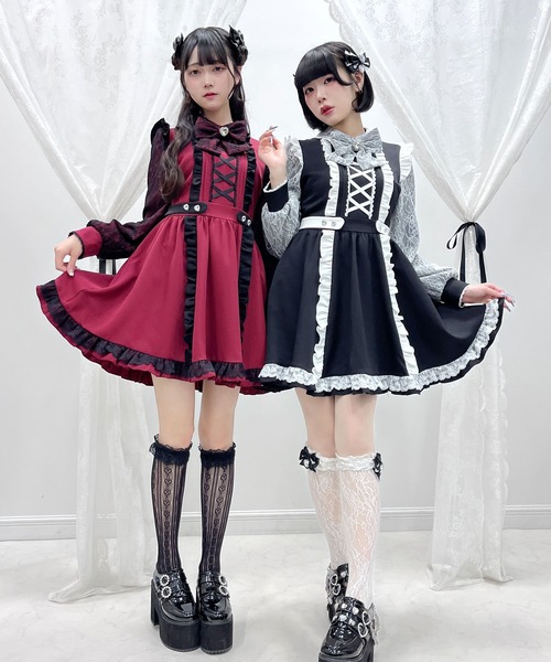 【最終値下げ】DearMyLoveWhip リボンワンピース　５Ｌ DearMyLove ワンピース フリルたっぷりレースアップリボン