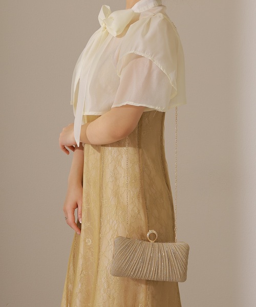Lace Ladies クラッチバッグ パーティーバッグ ラメ プリーツ