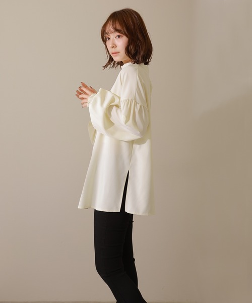ブラウス シャツ 2way volume sleeve blouse /2way バックボタン 
