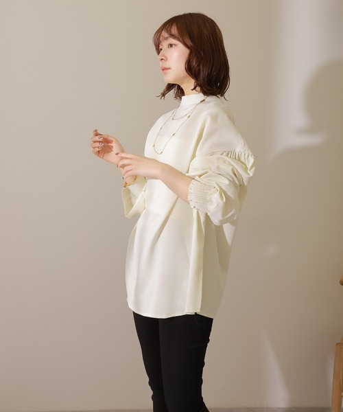 【希少】アドーア　ブラウス　バックボタン　ボリュームスリーブ　ホワイト ブラウス シャツ 2way volume sleeve blouse /2way バックボタン