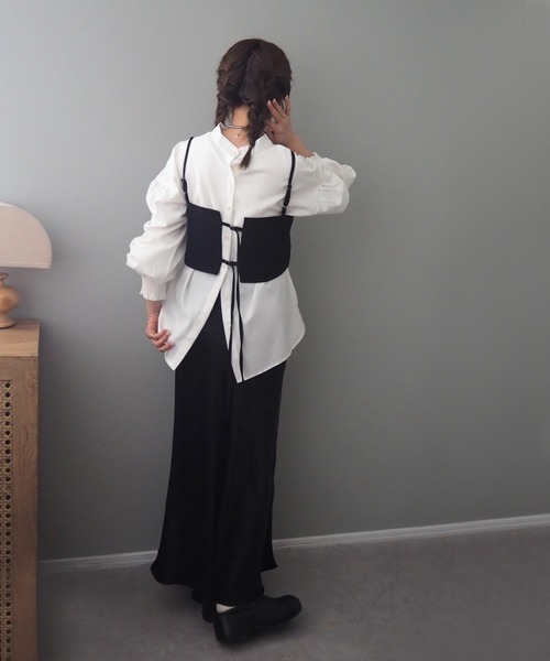 ブラウス シャツ 2way volume sleeve blouse /2way バックボタン 