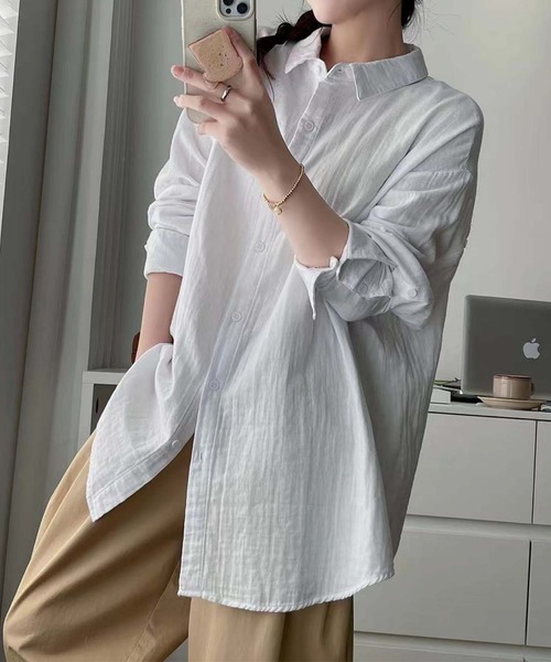 ブラウス シャツ aimoha outdoor ユニセックス　ビッグシルエット シャツ レディース メンズ セール】aimoha outdoor ユニセックス ビッグシルエット シャツ