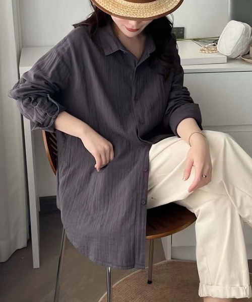 ブラウス シャツ aimoha outdoor ユニセックス　ビッグシルエット シャツ レディース メンズ セール】aimoha outdoor ユニセックス ビッグシルエット シャツ