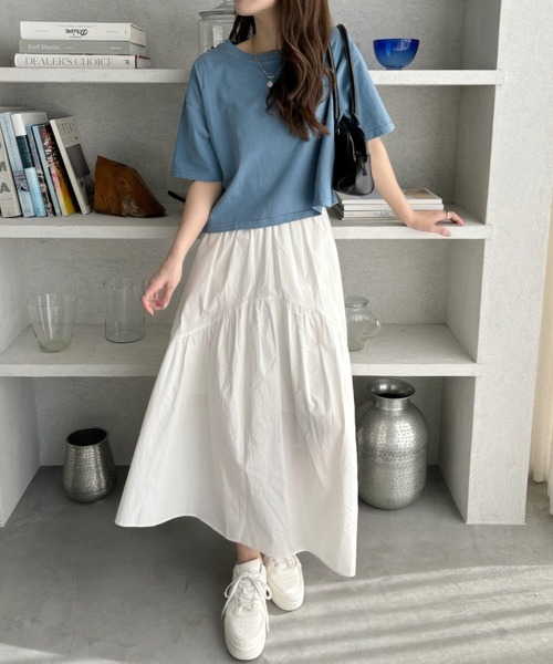 TREOVER tシャツ ヴィンテージ風 ピグメントショート丈Tシャツ