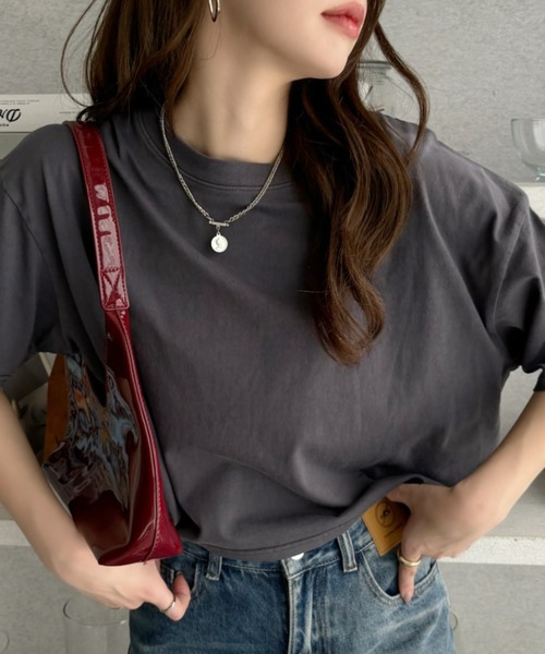TREOVER tシャツ ヴィンテージ風 ピグメントショート丈Tシャツ